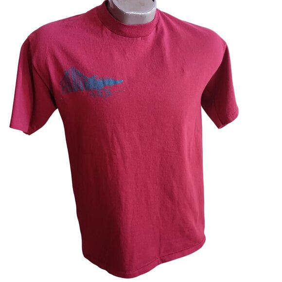 M Vintage 1980's Mens Tee Medium Single stitch T-shirt SMALL TOWN BAR SIGNAL USA - Picture 1 of 6